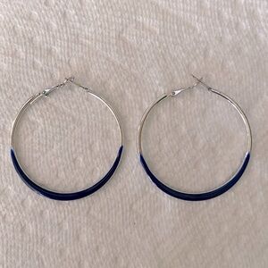 Silver and Blue Hoop Earrings